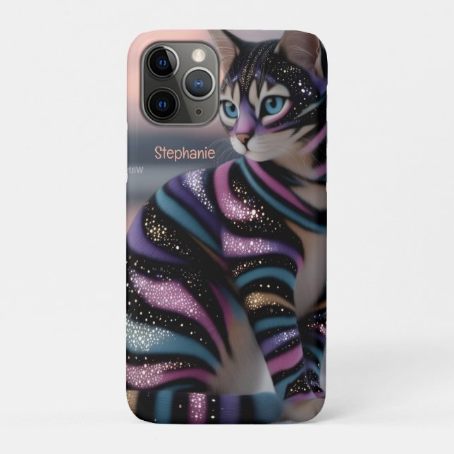 Cute Cat and Personalized Name Design Case-Mate iPhone Case (Back)