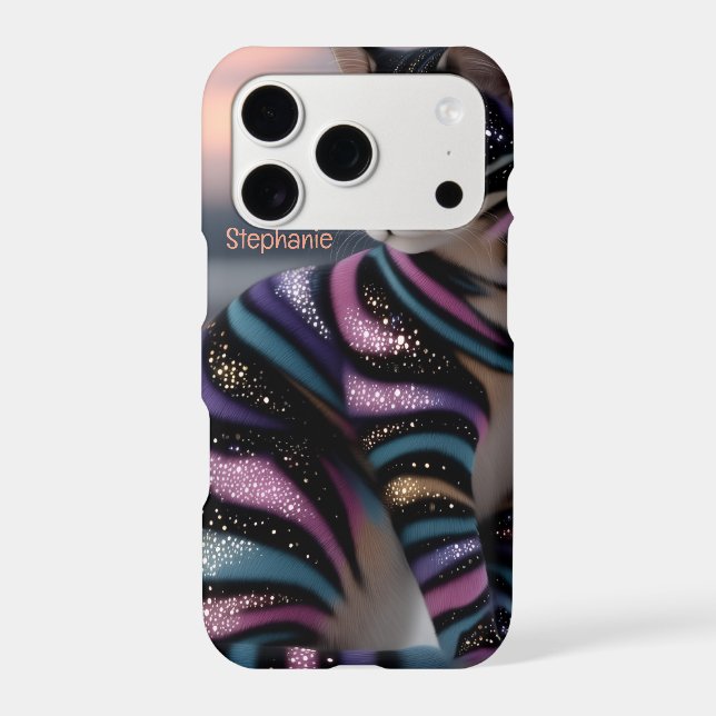 Cute Cat and Personalized Name Design Iphone Case (Back)