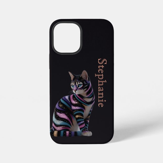 Cute Cat and Personalized Name Design iPhone Case (Back)