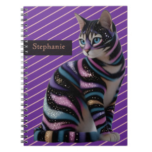 Cute Cat and Personalized Name Design Notebook