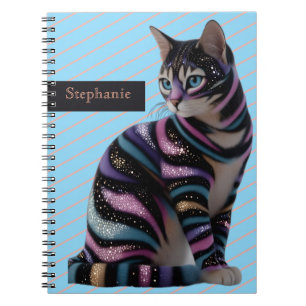 Cute Cat and Personalized Name Design Notebook