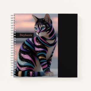 Cute Cat and Personalized Name Design Notebook