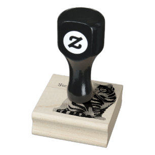 Cute Cat and Personalized Name Design Rubber Stamp