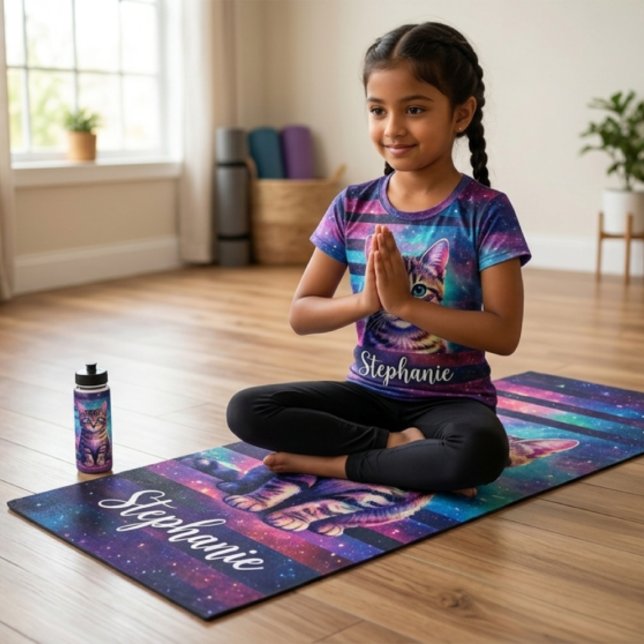 Cute Cat and Personalized Name Design Yoga Mat (Creator Uploaded)