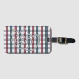 Cute Cat and Plaid Pattern Luggage Tag