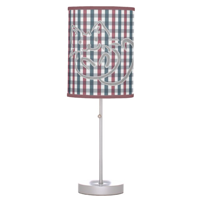 Cute Cat and Plaid Pattern Table Lamp (Front)