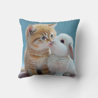 Cute cat and rabbit pillow cushion