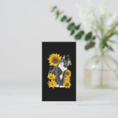 Cute Cat and Sunflowers Garden Feline Love Business Card (Standing Front)