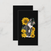 Cute Cat and Sunflowers Garden Feline Love Business Card (Front/Back)