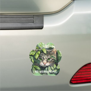 Cute Cat and Weird People Quote Car Magnet