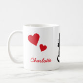 Cute Cat Angel with Heart Personalized Name Coffee Mug (Left)