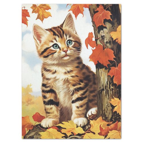 Cute Cat Animal Autumn Decoupage Tissue Paper