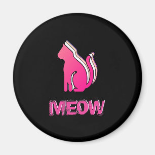 Cute Cat, Animal Colored Pink, Abstract Pop Art Magnet