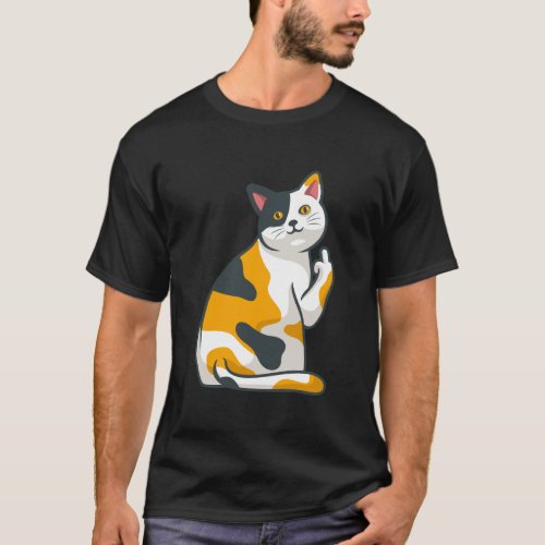 Cute Cat Animal Flipping You Off Middle Finger Des T_Shirt
