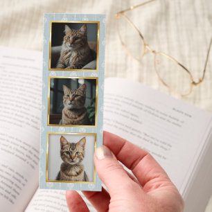 Cute Cat Animal Personalizable Gold Photo Portrait Bookmarks