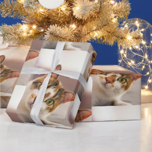 Cute Cat Animal Pet Looking Up at You Wrapping Paper