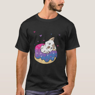 Cute Cat Animal Queer Bi Pride Bisexuality Donut B T-Shirt