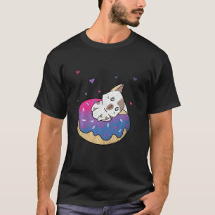 Cute Cat Animal Queer Bi Pride Bisexuality Donut B T-Shirt