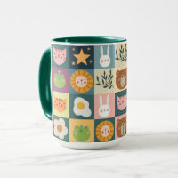 Cute Cat Animals Patcwork Mug