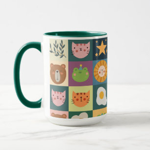Cute Cat Animals Patcwork Mug
