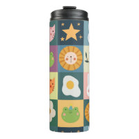 Cute Cat Animals Patcwork  Thermal Tumbler