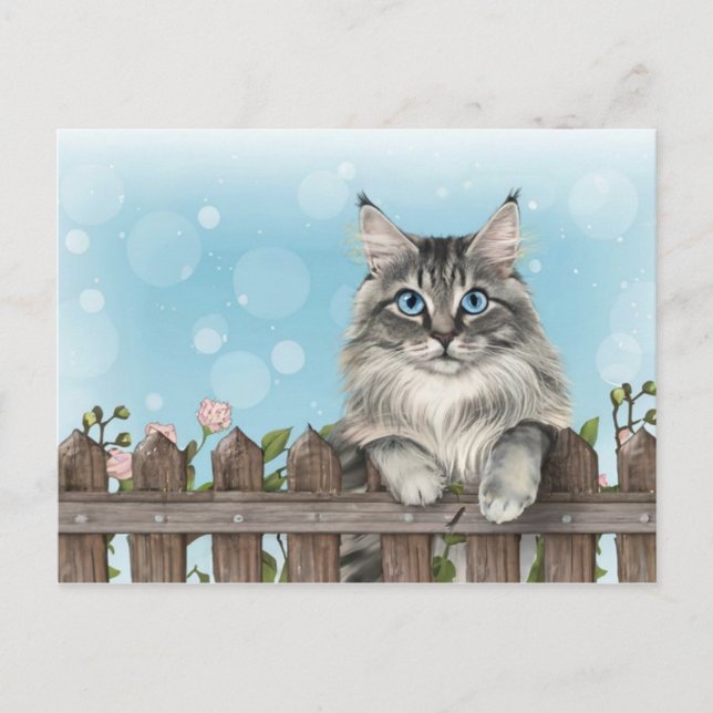 Cute Cat Art Kitten Funny Animal Cats Holiday Postcard (Front)