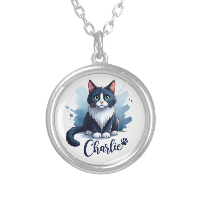 Cute Cat Artwork Necklace – Gift for Animal Lovers (Front)