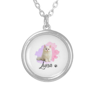 Cute Cat Artwork Necklace– Luna Silver Plated Necklace