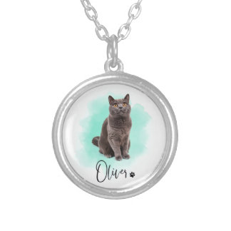 Cute Cat ArtworkNecklace – Gift for pet Lovers Silver Plated Necklace