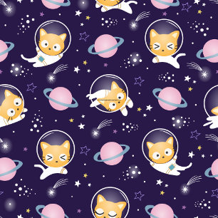 Cute Cat Astronaut Purple Throw Pillow