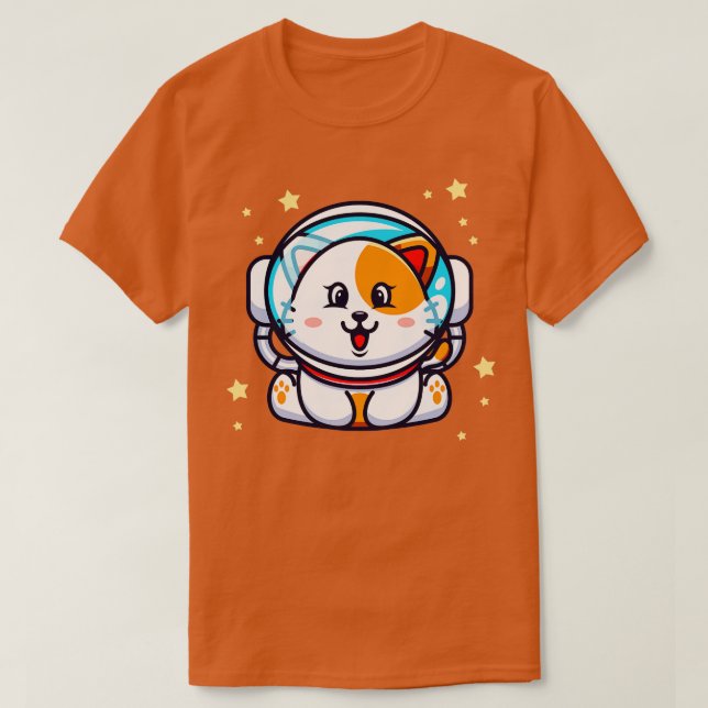 Cute Cat Astronaut Space Kawaii Chibi Kitten Pet T-Shirt (Design Front)