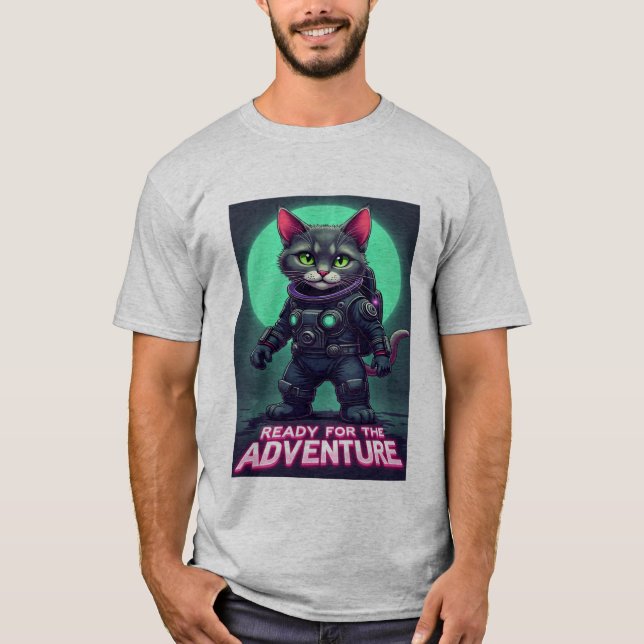 Cute Cat Astronaut T-Shirt – Ready for Adventure (Front)