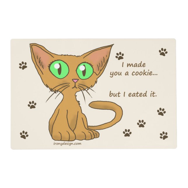 Cute Cat Ate Your Cookie Humor Placemat (Front)