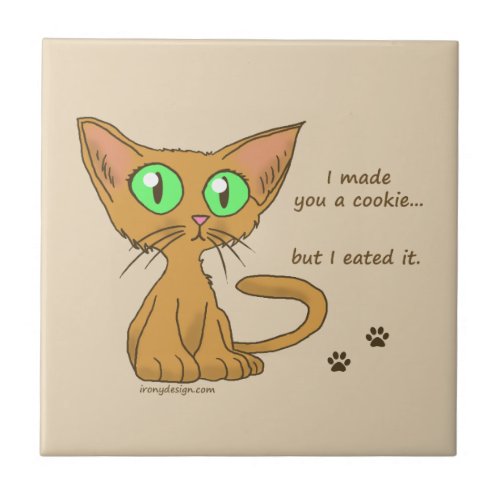 Cute Cat Ate Your Cookie Tile