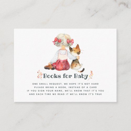 Cute Cat Autumn _ Fall Baby Shower Book Request Enclosure Card