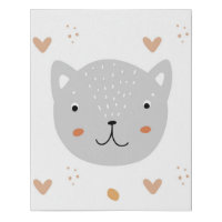 Cute Cat Baby Boho Design Hearts Nursery Art