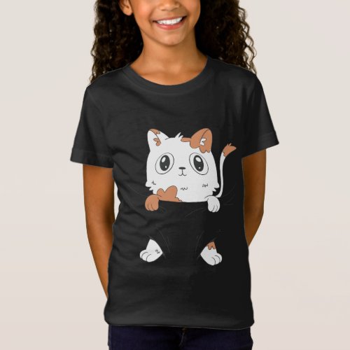 CUTE CAT BABY IN A POCKET  T_Shirt