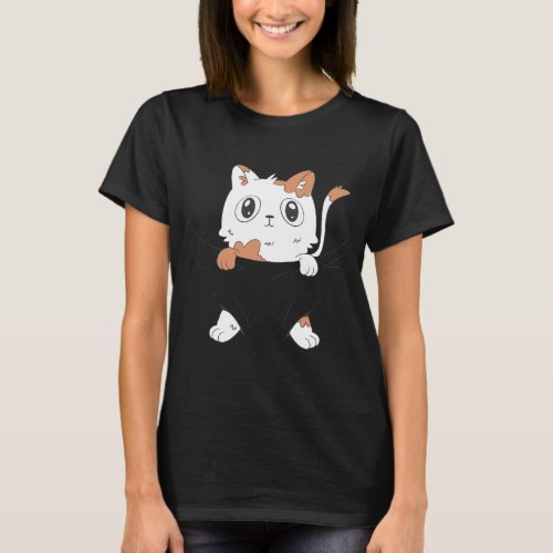 CUTE CAT BABY IN A POCKET  T_Shirt