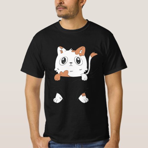 CUTE CAT BABY IN A POCKET  T_Shirt