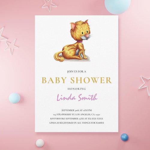 Cute Cat Baby Shower Invitation