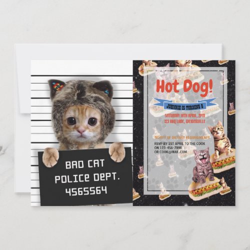 Cute cat bad boy invitation