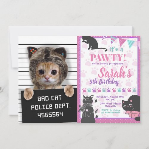 Cute cat bad boy invitation