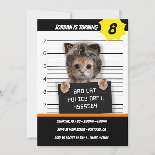 Cute cat bad boy invitation