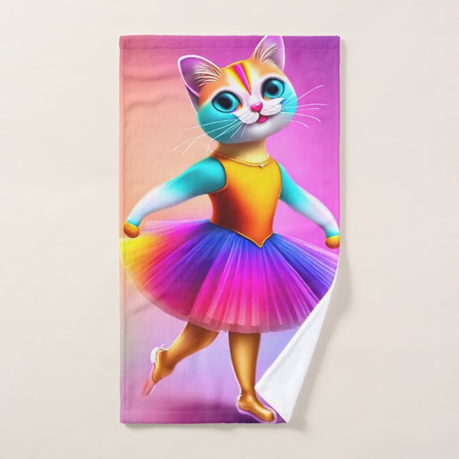 Cute cat ballerina hand towel  (Hand Towel)