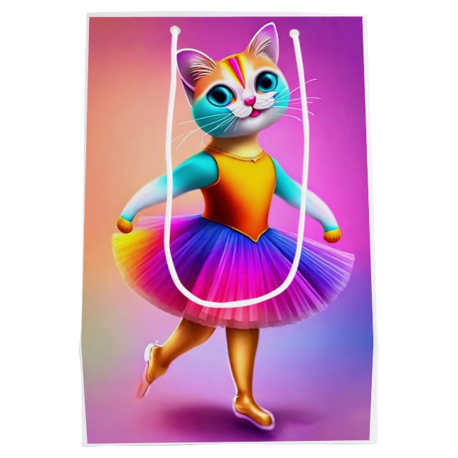 Cute cat ballerina medium gift bag (Back)