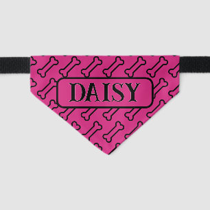 Cute Cat Bandana Pink Bones Simple Collar