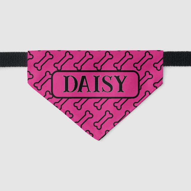 Cute Cat Bandana Pink Bones Simple Collar (Front)