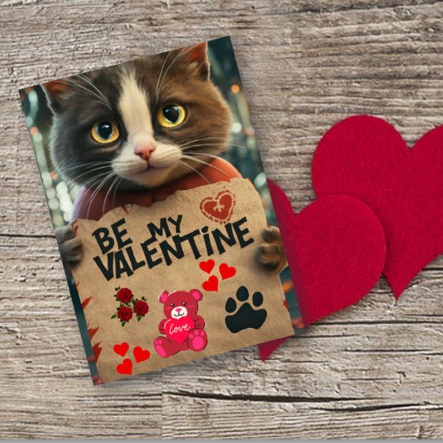 Cute Cat Be My Valentine Card (Creator Uploaded)