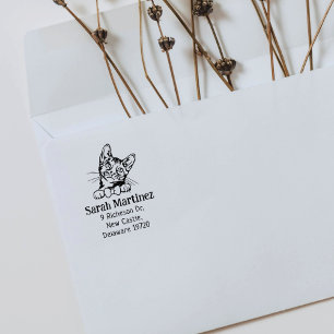 Cute Cat Bengal Return Address Rubber Stamp