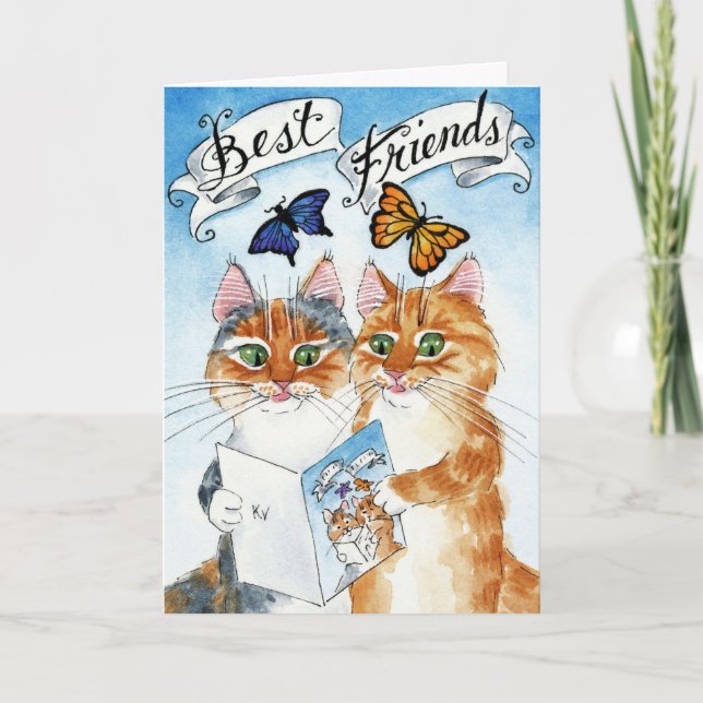 Cute cat best friend birthday or any occasion card (Front)